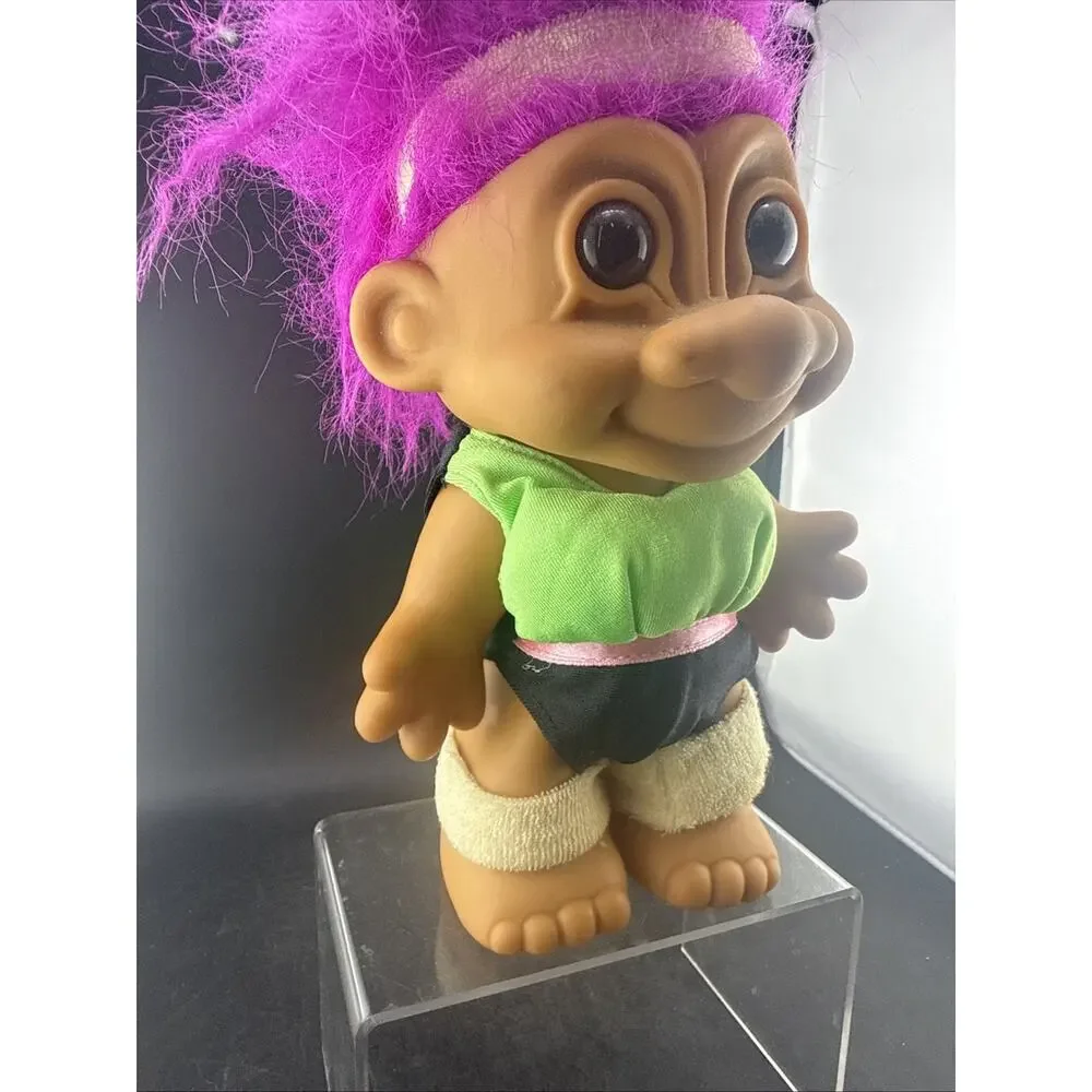 Vintage Russ Berrie Troll Doll 9” #18443 Aerobics Workout Pink Hair 1990s